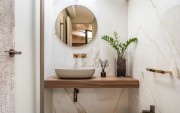Arredo Bagno Mensola lavabo in legno noce canaletto